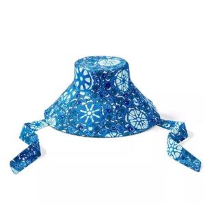 RHODE Blue and White Sun Hat with Tie
